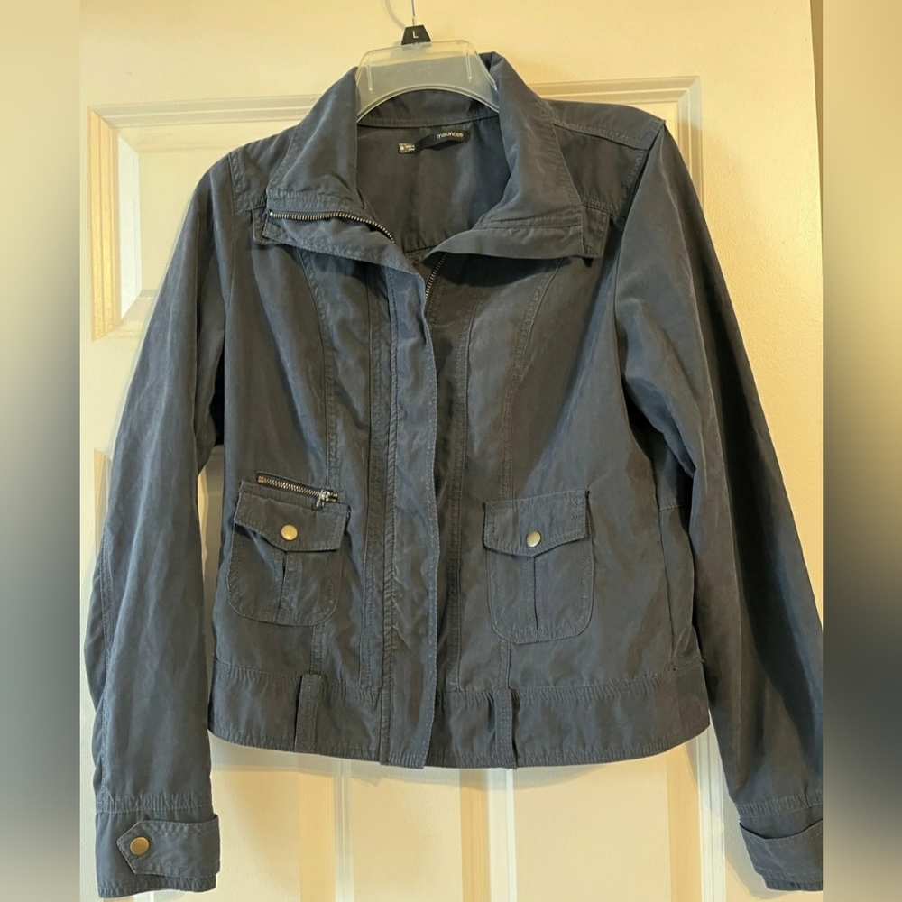 Maurices navy blue, soft plush velvet like feel jacket, M